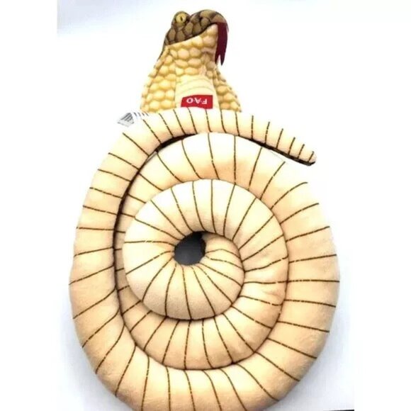 FAO Schwarz 13-inch Plush Bendable King Cobra Snake Brown Retired - Picture 4 of 4